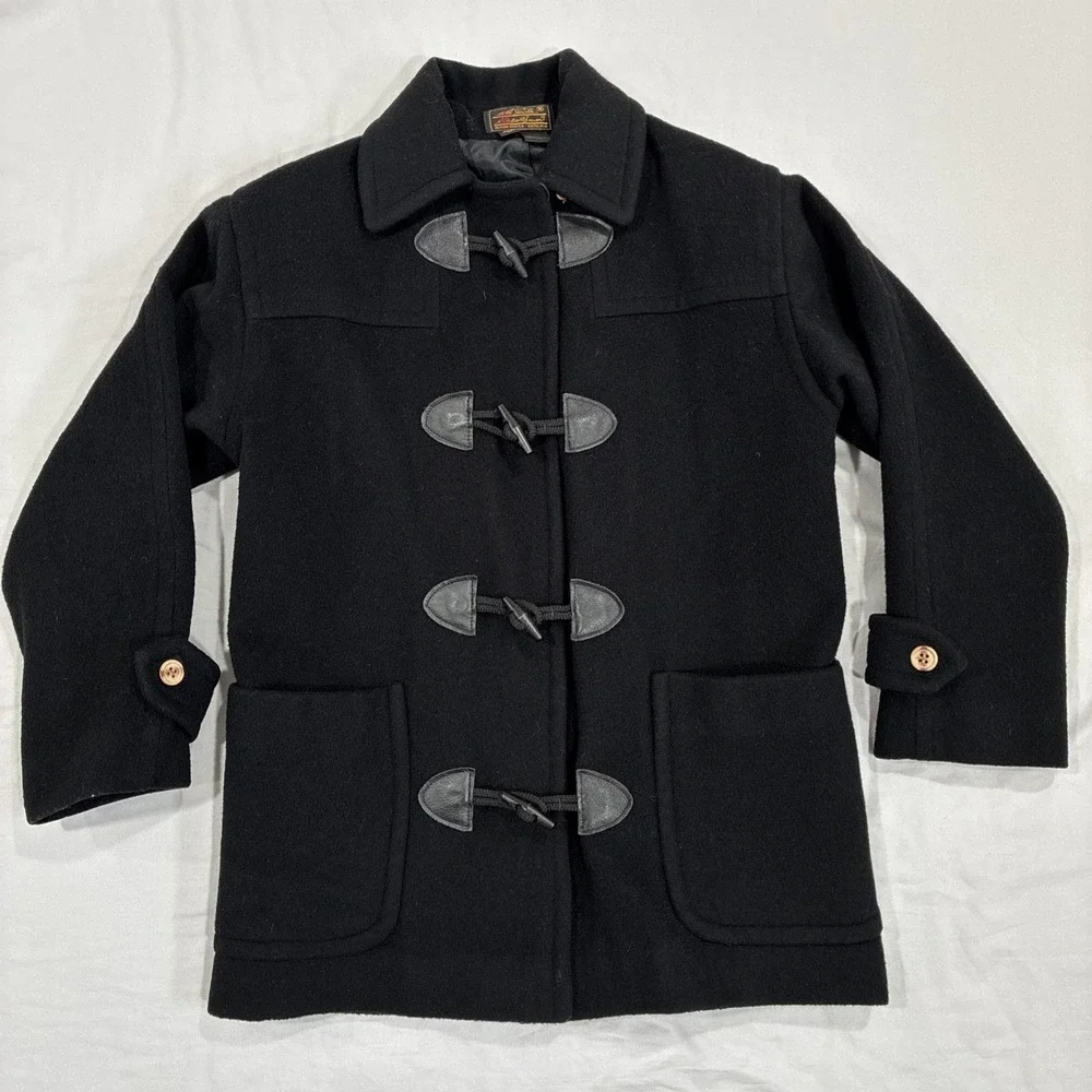 Eddie Bauer Vintage Women's Toggle Wool Duffle Coat Petite Size XS Made In USA‎